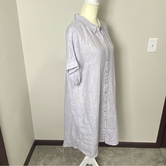 Tahari 100% Linen Short Sleeve Coastal Beachy Shirt Dress Women's Size 1X - Picture 3 of 14